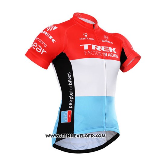 2015 Maillot Ciclismo Trek Factory Racing Factory Racing Blanc Rouge Manches Courtes et Cuissard